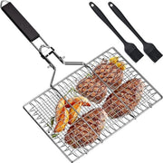 Cestello per Griglia a Barbecue in Acciaio Inossidabile per Pesci e Verdure - Ripiegabile e Portatile
