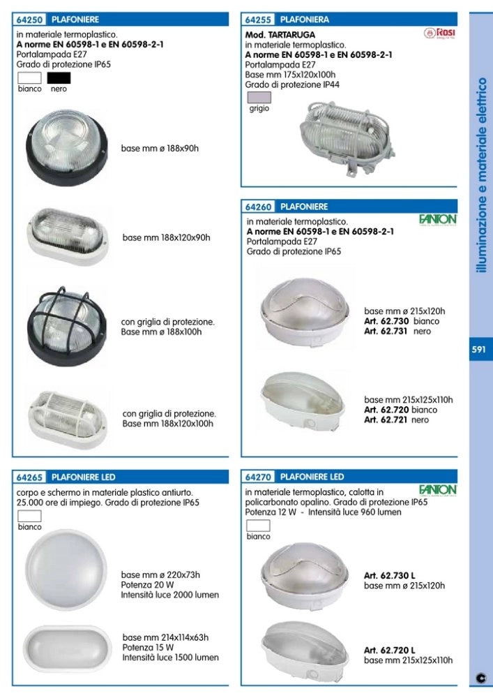 1pz plafoniera ovale griglia bianco cod:ferx.65030