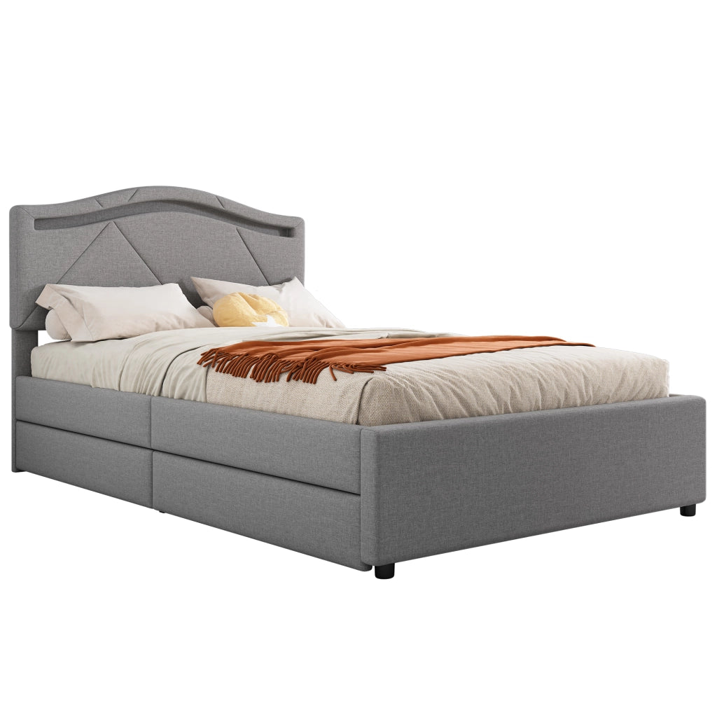 letto imbottito lino grigio 90 x 200 cm