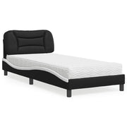 Letto con Materasso Hvar Nero e Bianco 90x200 cm in Similpelle