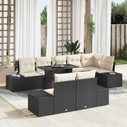 Set Divano da Giardino con cuscino 9 pcs Nero e crema 3349203