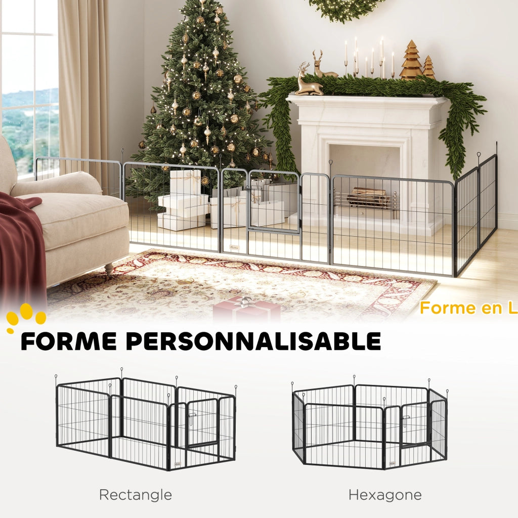 Recinto per cani 6 pannelli pieghevole ¨C Minimal ¨C grigio 80x60 cm