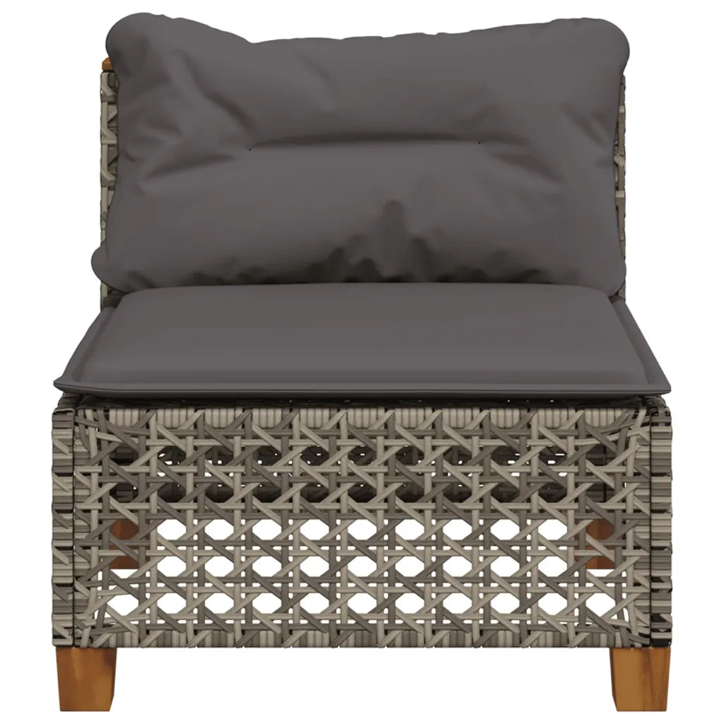 Divano Giardino Senza Braccioli con Cuscini Grigio Polyrattan 365927