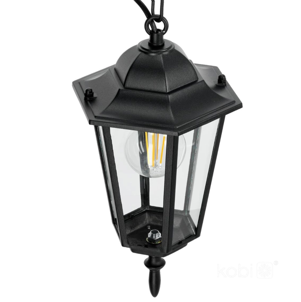 Lampada sospesa esterno nera catena E27 IP54 Kobi