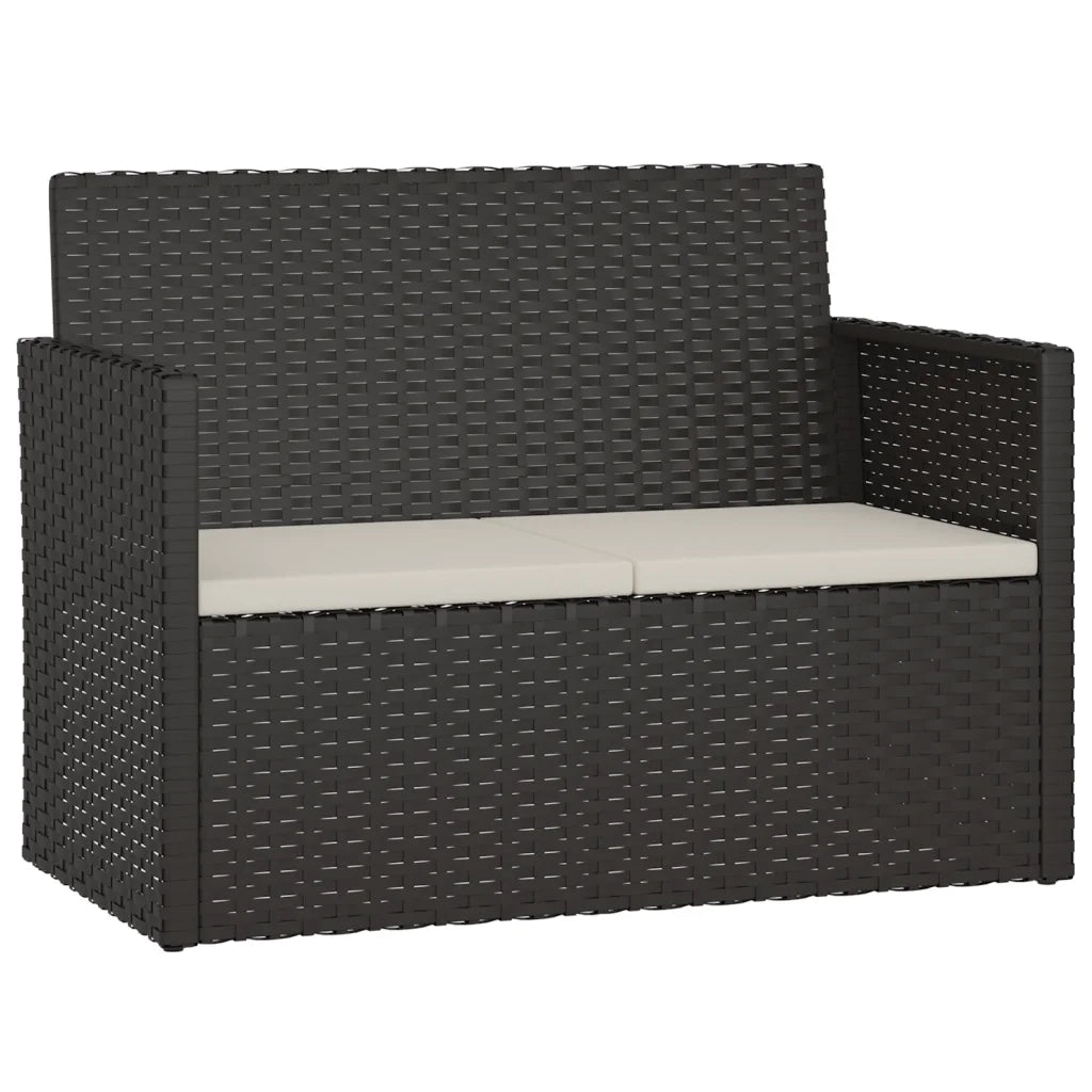 Panchina da Giardino | Panca da Giardino con Cuscini Nera 105 cm in Polyrattan