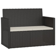Panchina da Giardino | Panca da Giardino con Cuscini Nera 105 cm in Polyrattan