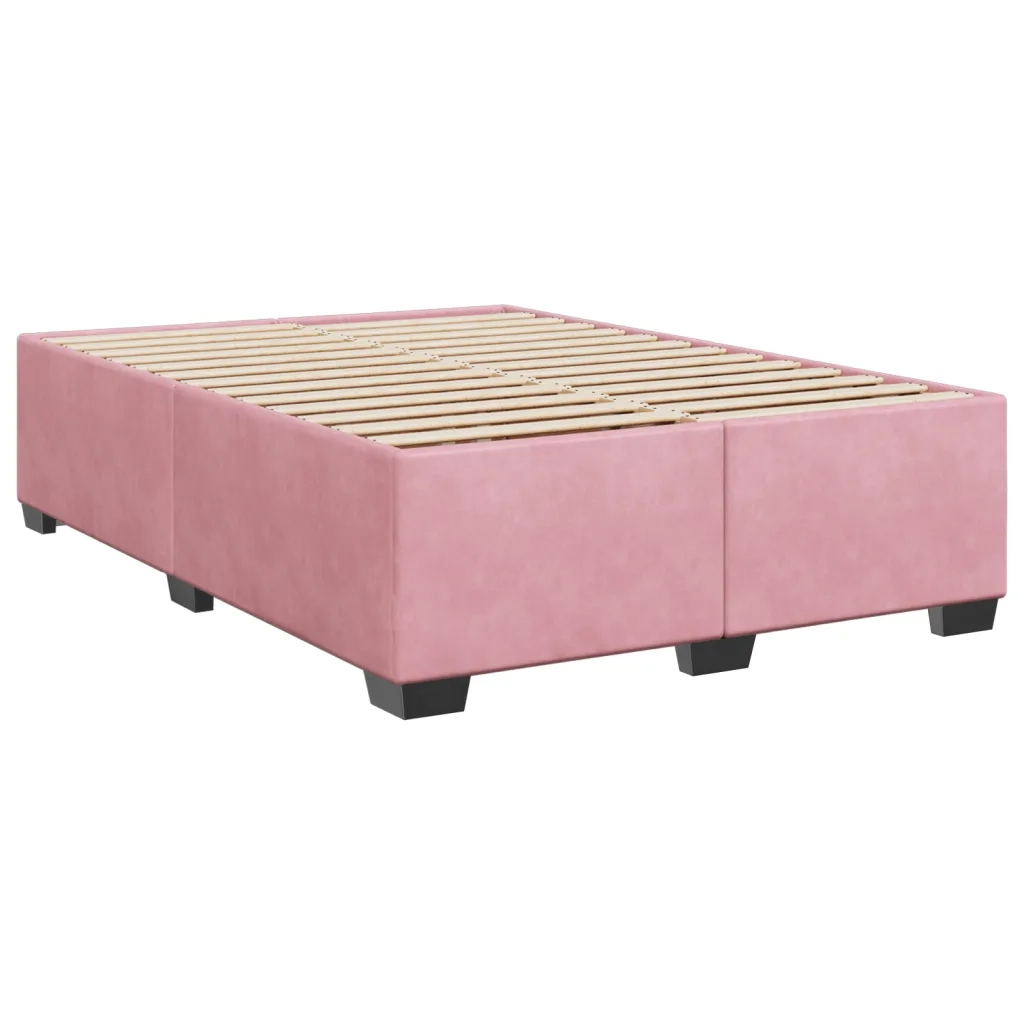 Giroletto a Molle con Materasso Rosa 140x200 cm in Velluto 3290929