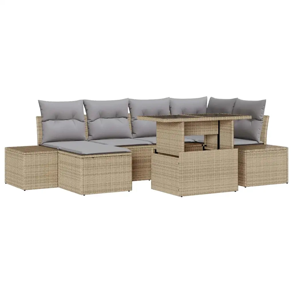 Set Divano da Giardino 7 pcs Beige Poly Rattan 3357953