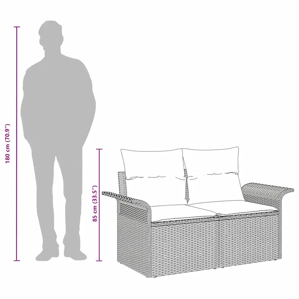 Divano da giardino con cuscino 141 x 62 x 69 cm polyrattan 42006708
