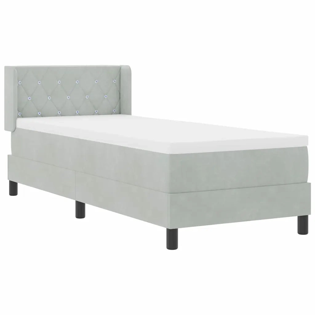 Letto a molle con testiera Grigio chiaro 200 x 80 cm Velluto 3341384