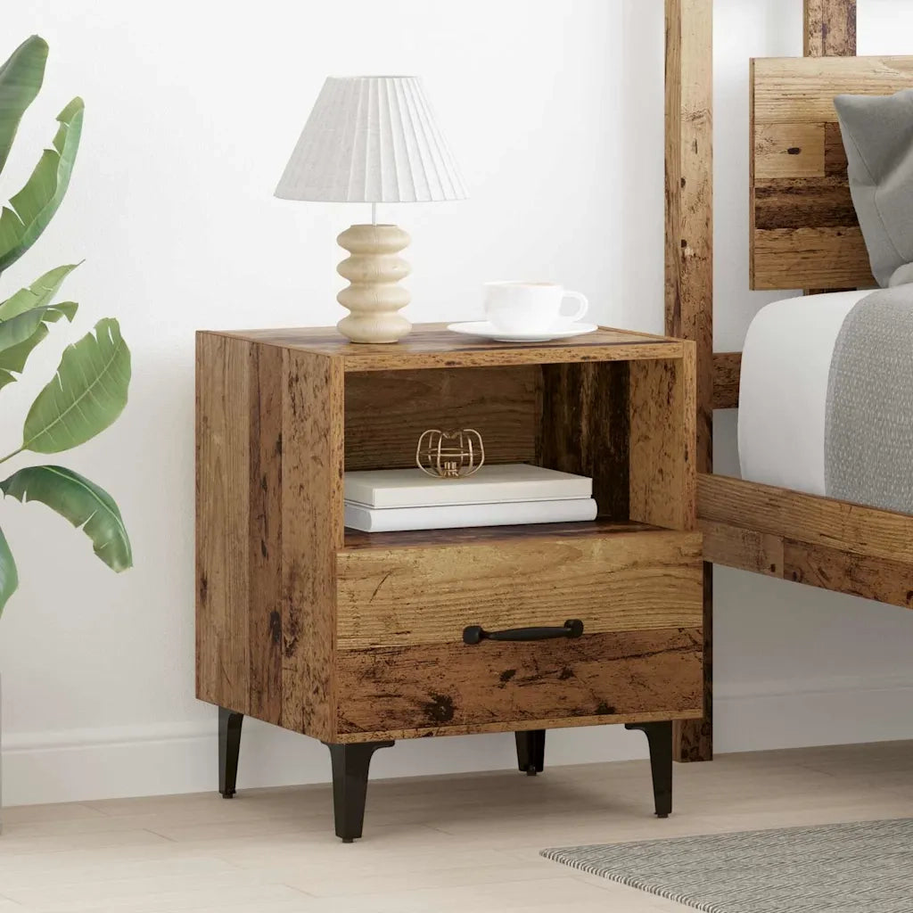 Set di 2 Comodini | Armadio da Notte | Mobiletto da notte Legno vecchio 40 x 35 x 47,5 cm