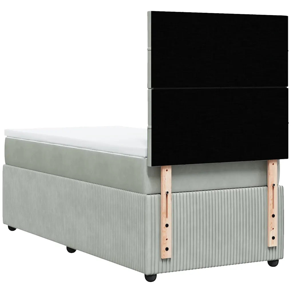 Giroletto a Molle con Materasso Grigio Chiaro 90x200 cm Velluto 3292238