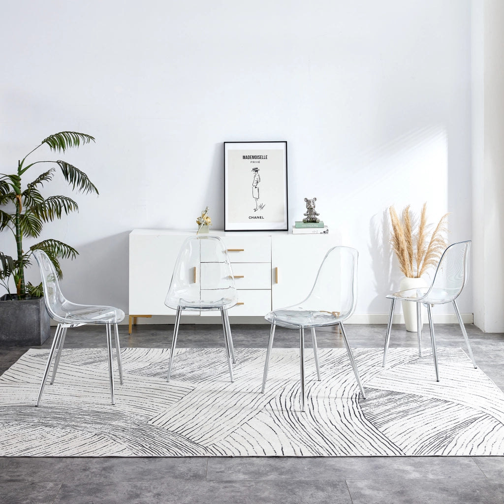SEDIA da pranzo trasparente 83 cm Metallo argento Set da 4 pezzi