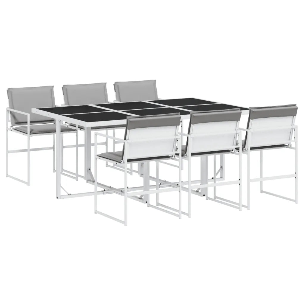 Set da Pranzo da Giardino 7 pz con Cuscini Bianco in Textilene 3295089