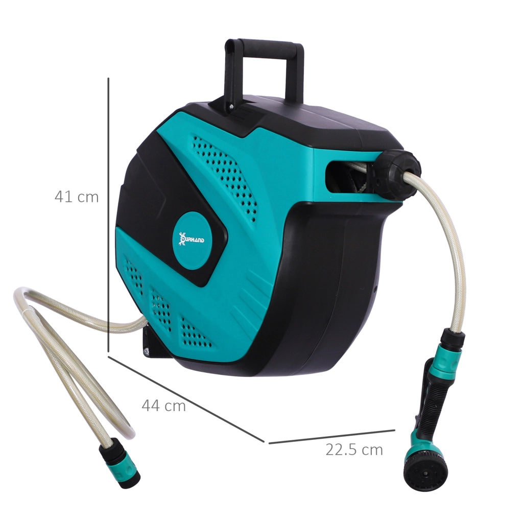 Avvolgitubo Automatico a Parete con 7 Modalit¨¤ di Irrigazione, in Plastica, 44x22.5x41 cm, Nero e Verde