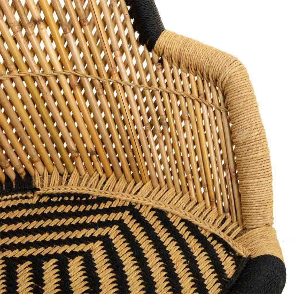 Poltrona in bambù con braccioli marroni 63x46x89h