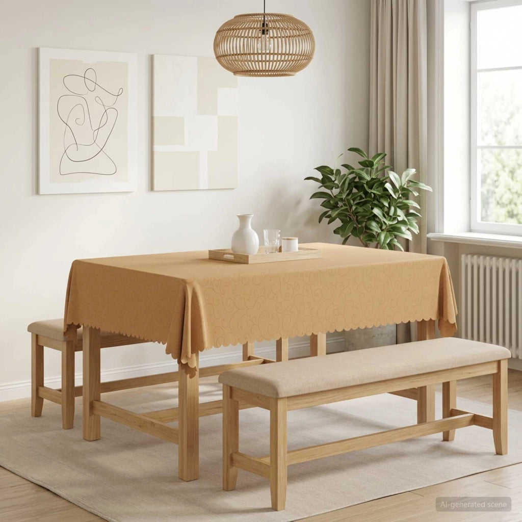 Tovaglia da Tavolo Rettangolare Beige 140 x 180 cm 42040103