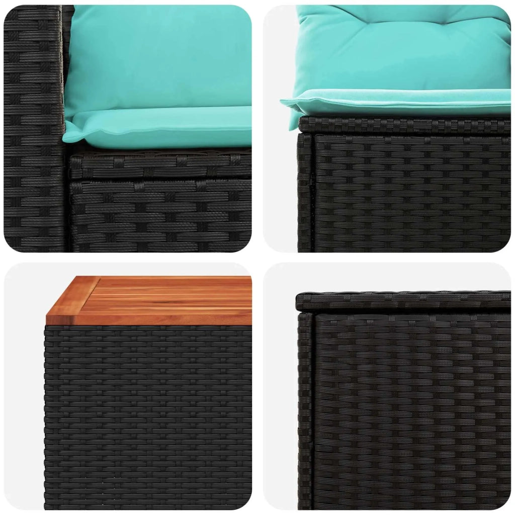 Set di divani 8 pz Nero e Blu Rattan sintetico e Acciaio 3448484