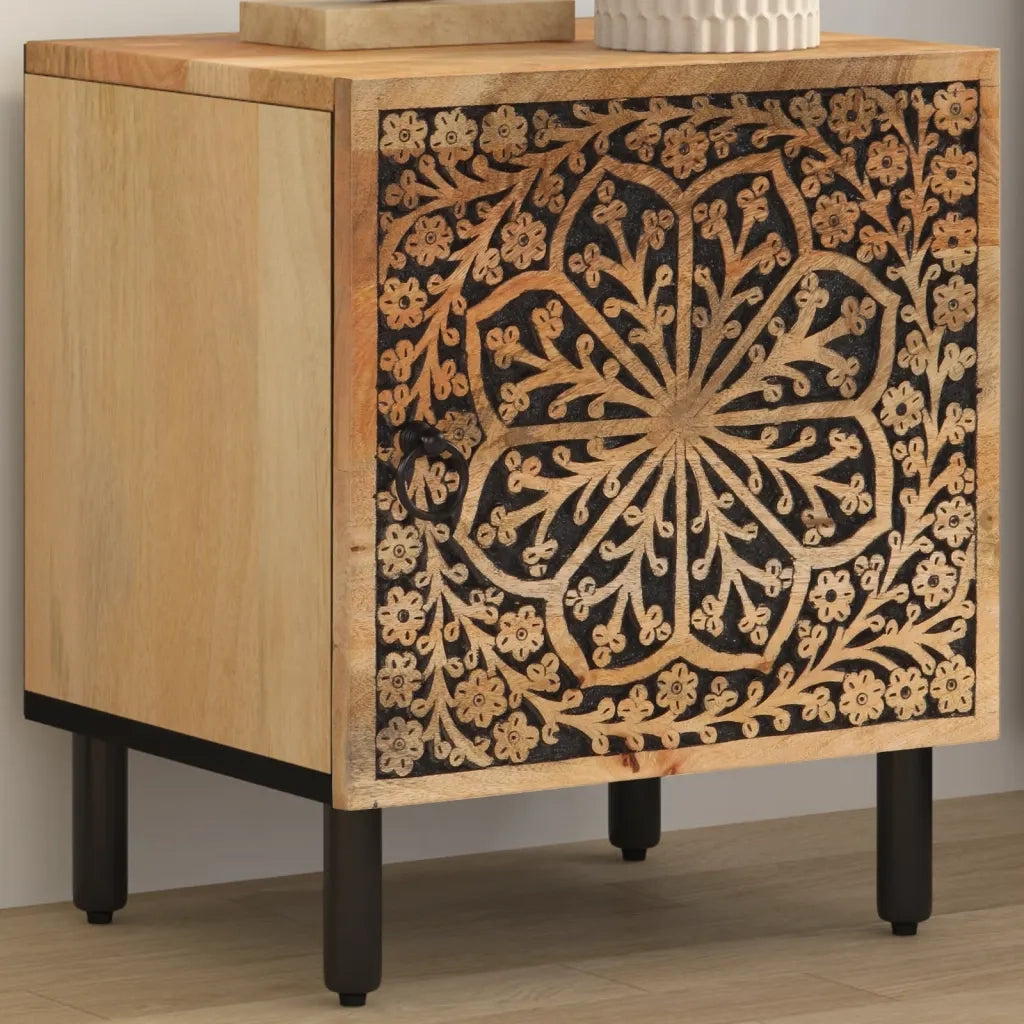 Comodino 40x33x46 cm in Legno Massello di Mango 358208