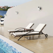 Lettini Prendisole con Tavolino in Polyrattan Marrone 42490