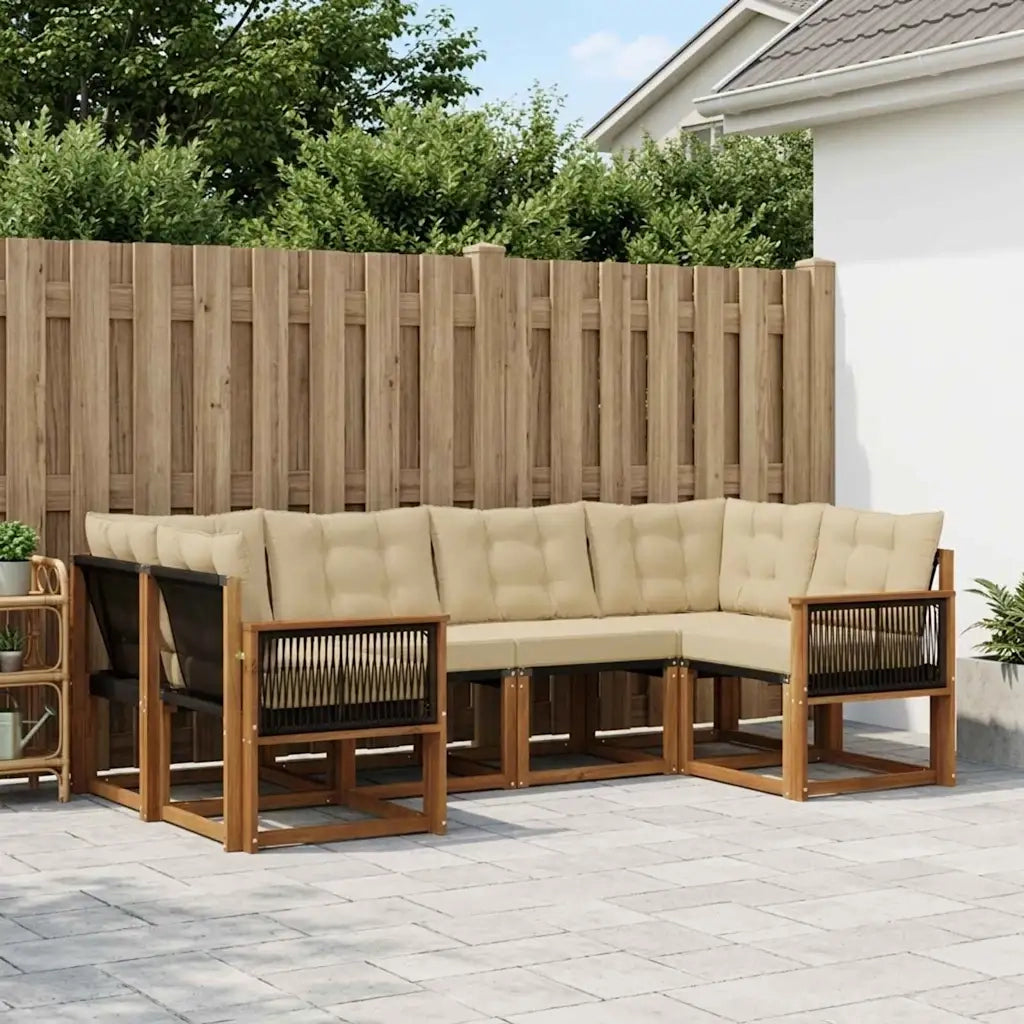Set di divani da esterno con cuscino 6 pcs Naturale e Beige 3382177