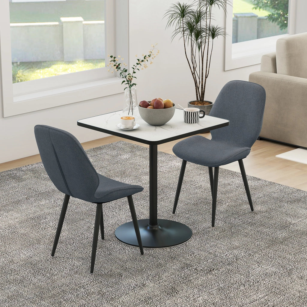 Set 2 Sedie da Pranzo ¨C Xylo ¨C Schienale Ricurvo Tessuto Effetto Lino Grigio e Nero 46x56x86 cm
