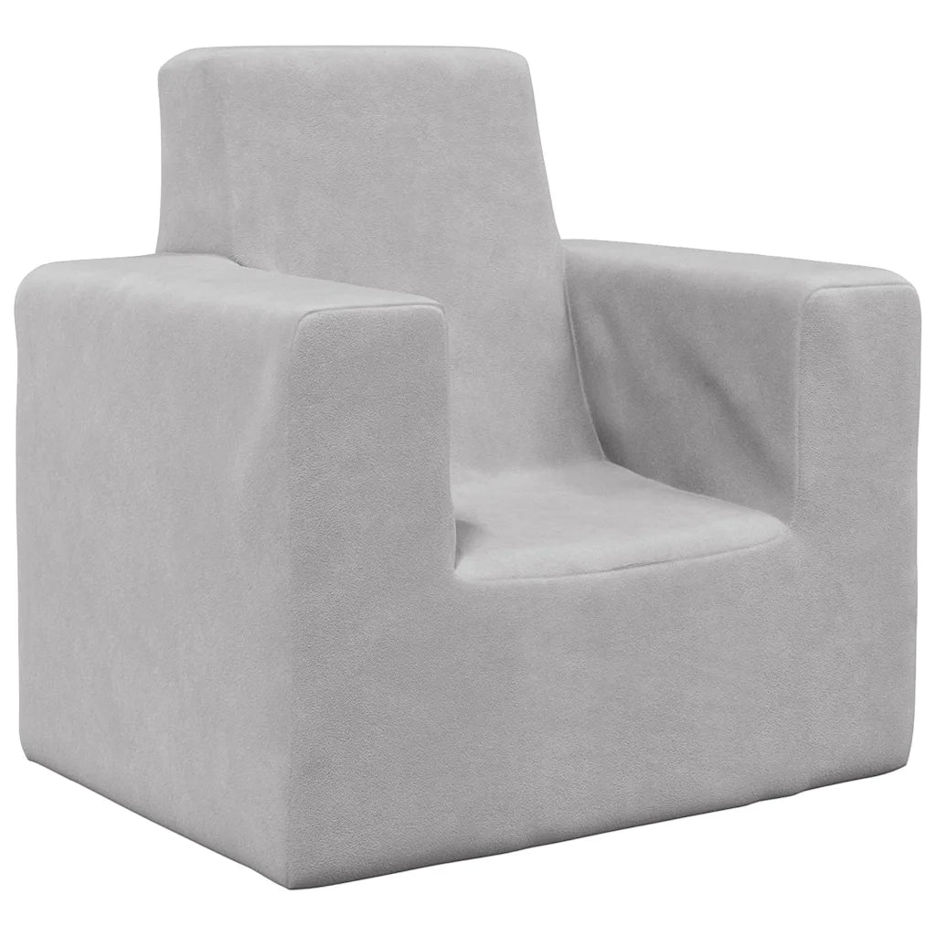 Divano per Bambini-Sofa-Divanetto Grigio Chiaro in Morbido Peluche 244940