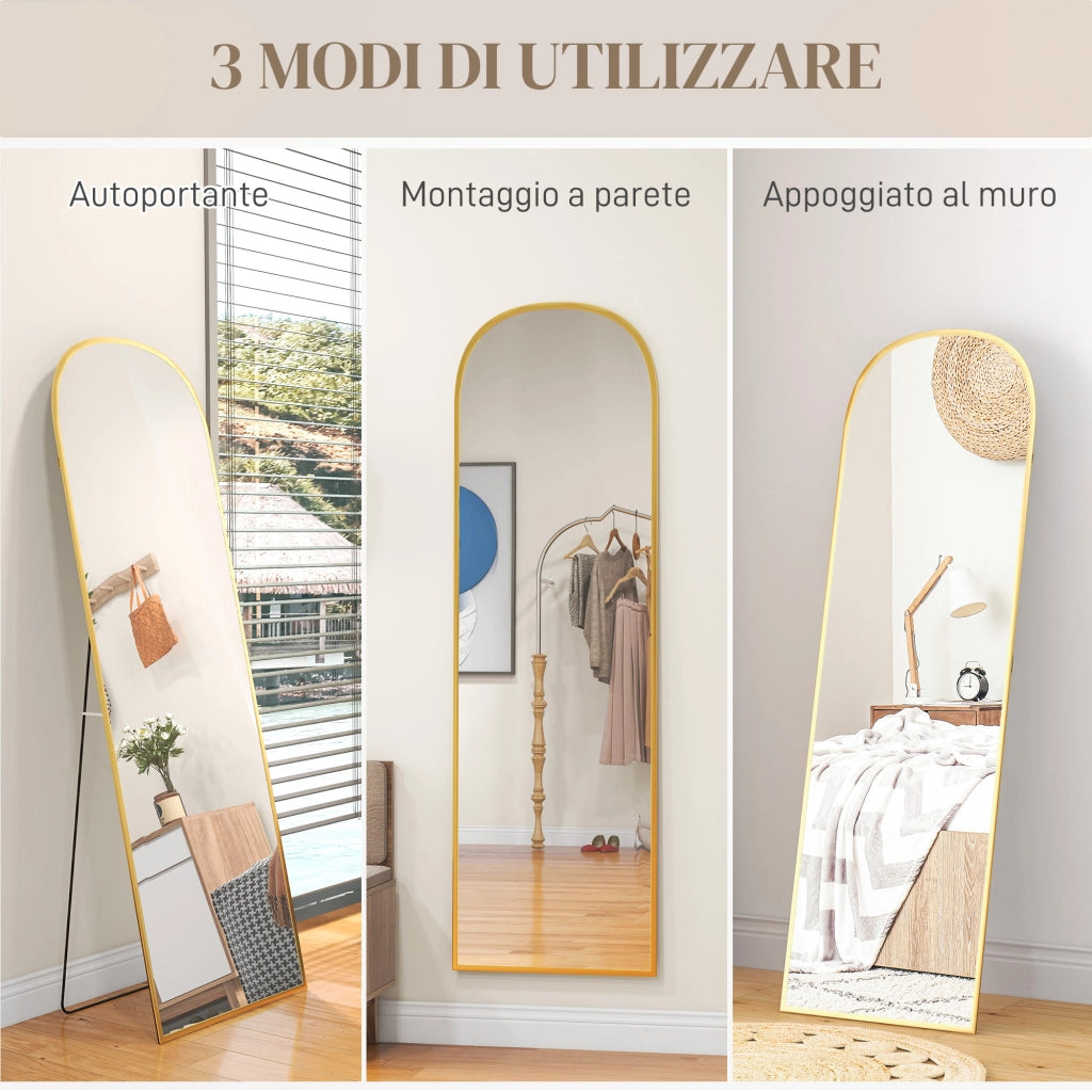 Specchio da Terra e Parete ¨C Xylo ¨C Lega Alluminio Oro 50x161.5cm