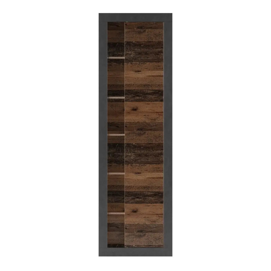 Libreria ONYXIA, colore quercia scura e nero opaco, 59,2 x 195,6 x 41,8 cm.