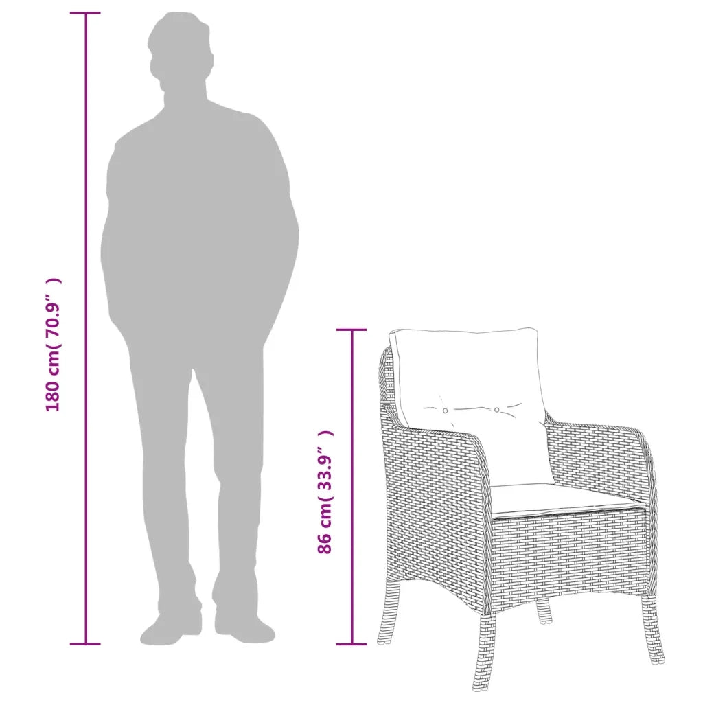 Set da Pranzo da Giardino 7 pz con Cuscini in Polyrattan Grigio 3211959