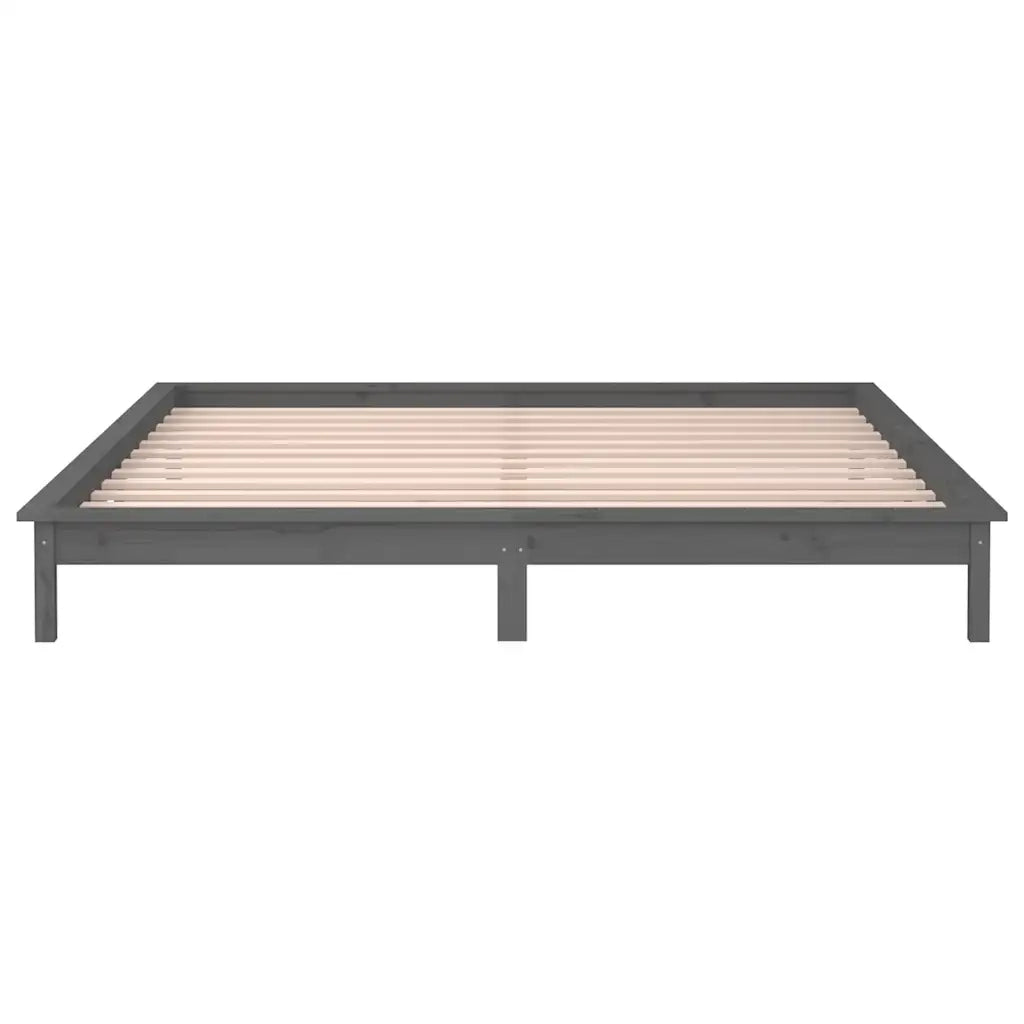 Letto matrimoniale | Letto per adulti | Giroletto LED Grigio 120x190 cm Small Double Legno Massello
