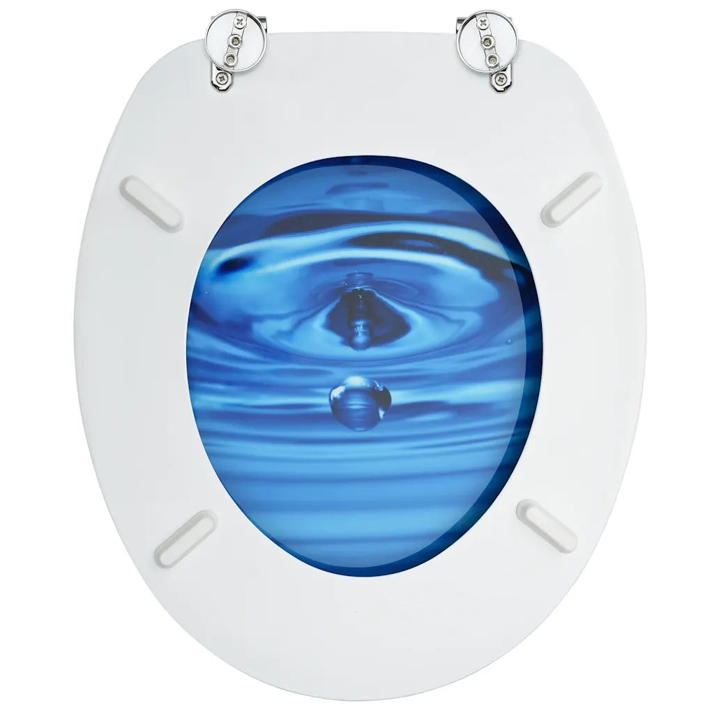 Tavolette WC con Coperchi 2 pz in MDF Blu Design Goccia d'Acqua cod mxl 42884