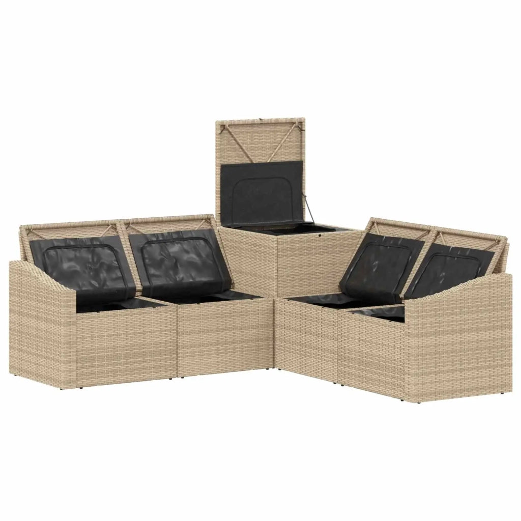 Set di divani 5 pz Beige e Bianco Crema 3447824