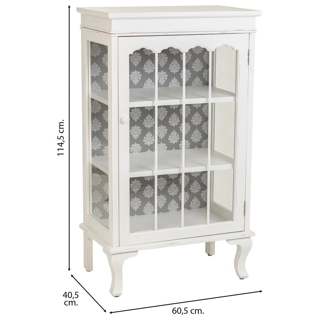 Vetrina in legno bianco 60,5x40,5x114,5h