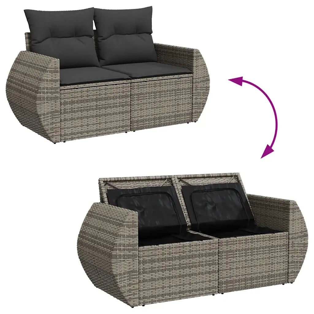 Set Divano da Giardino 6pz con Cuscini Grigio Polyrattan Acacia 3328054