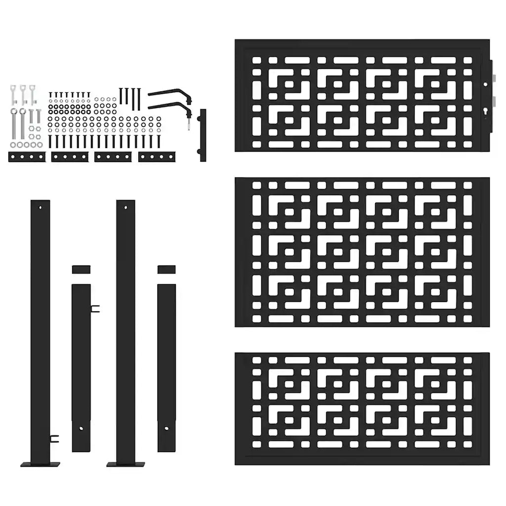 Cancello Giardino Nero 105x130 cm in Acciaio Design a Croce