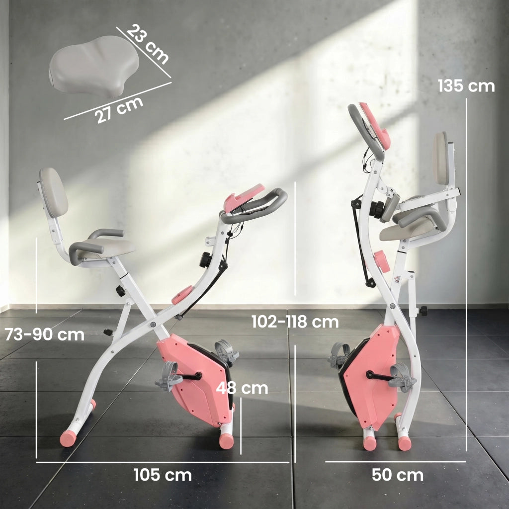 Cyclette Pieghevole 2 in 1 ¨C zephmum ¨C Resistenza Magnetica, Schermo LCD, Rosa