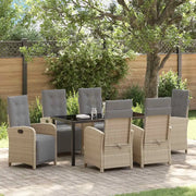 Set da Pranzo per Giardino con cuscino 7 pcs Beige polyrattan