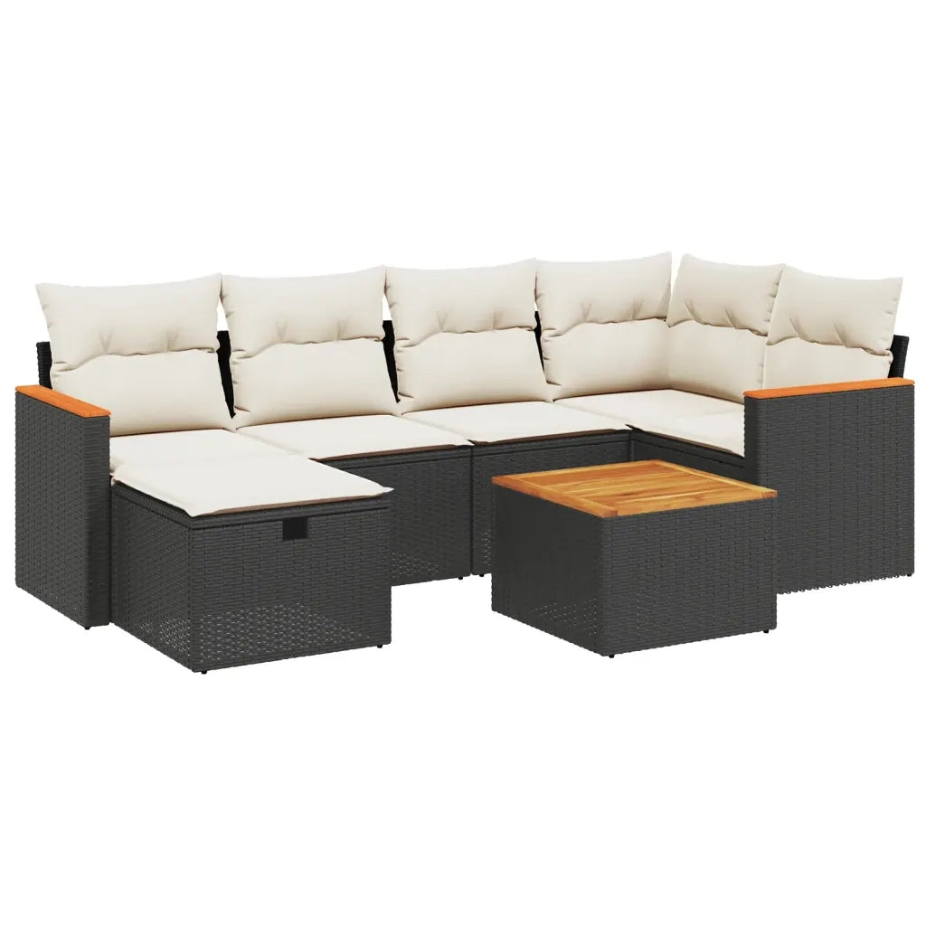 Set Divani da Giardino con Cuscini 7pz Nero Polyrattan 3265305