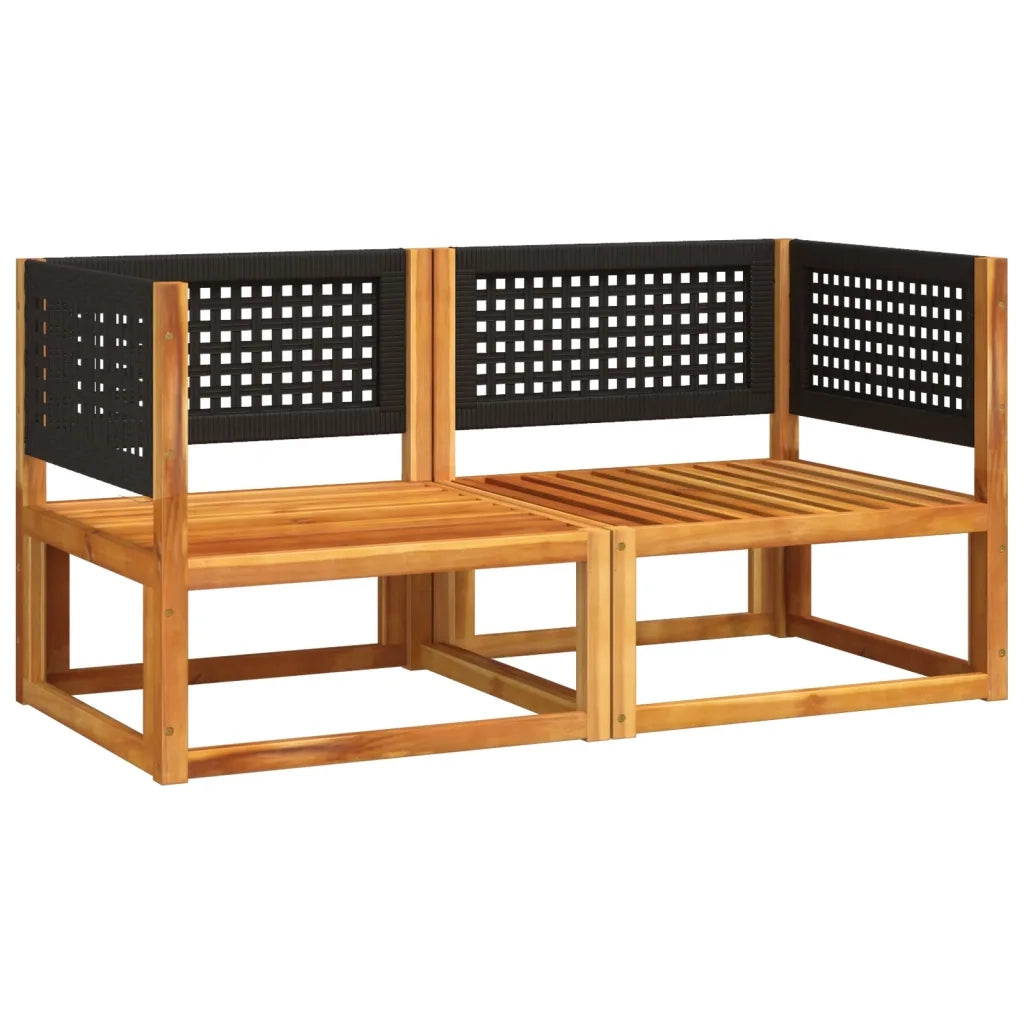 Divani da Giardino Angolari con Cuscini 2 pz in Legno di Acacia e Rattan
