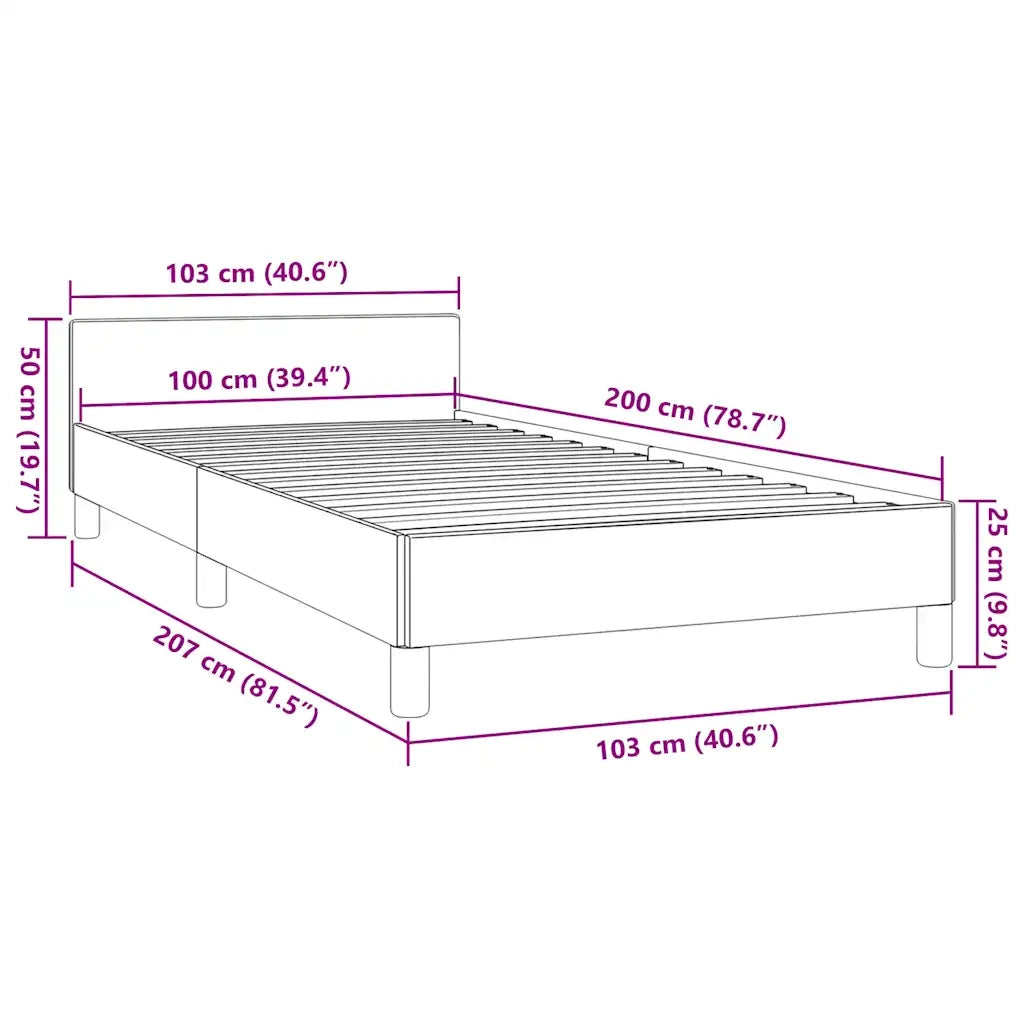 Letto singolo | Letto per adulti | Giroletto senza Materasso Crema 100x200 cm in Tessuto