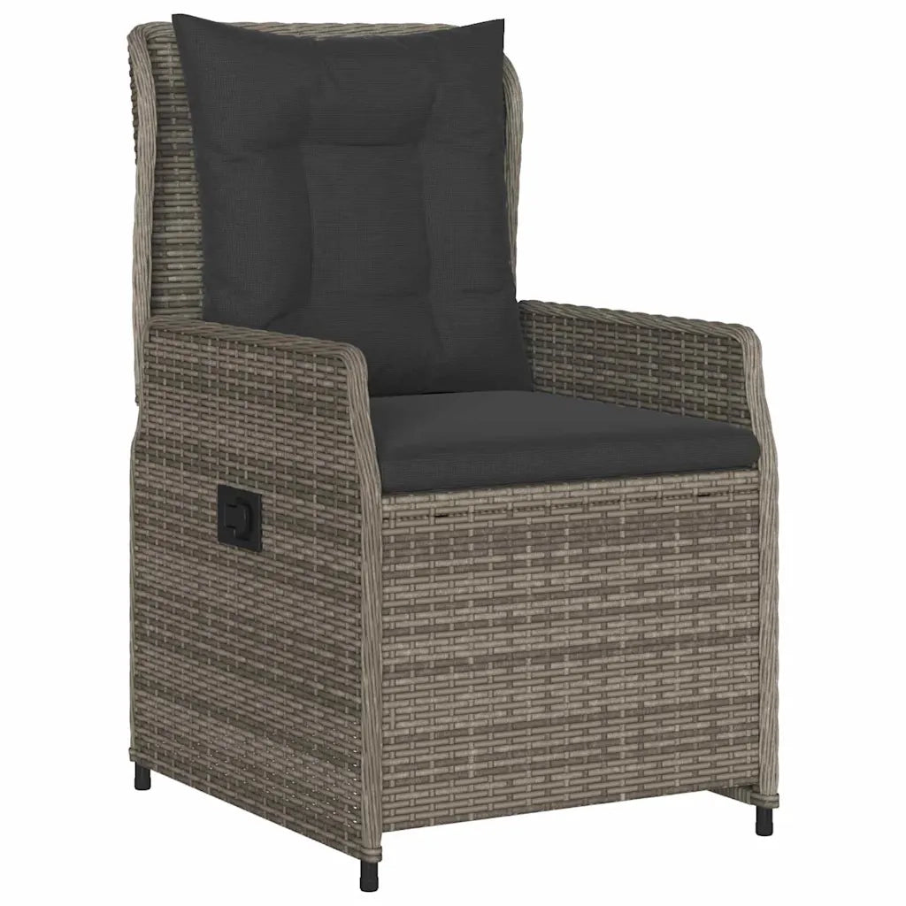 Set da Pranzo per Giardino 3 pcs Grigio polyrattan