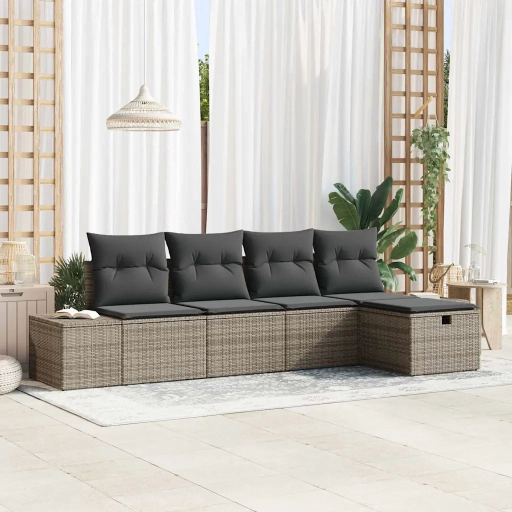 Set Divano da Giardino con cuscino 5 pcs Grigio polyrattan 3359358