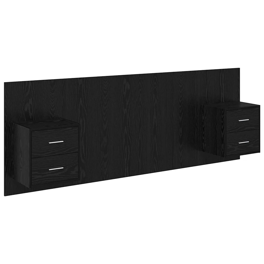 Testata con Comodino 3 pcs Rovere Nero Legno multistrato 3416283