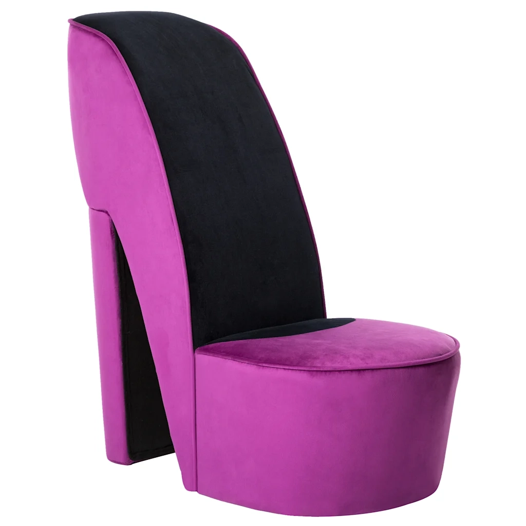 Poltrona | Sedia Relax a Forma di Scarpa con Tacco Alto in Velluto Viola