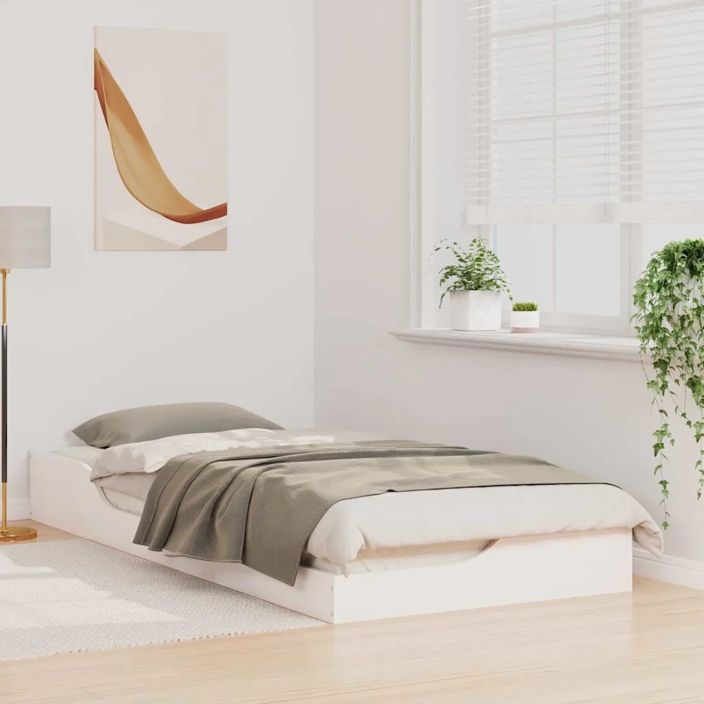 Struttura del letto Bianco 90 x 210 cm Pino massello 873404
