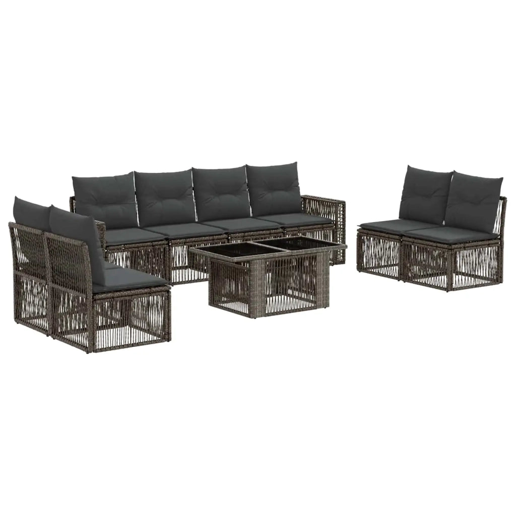 Set Divano da Giardino 9 pz Grigio e Grigio Scuro polyrattan 3436778