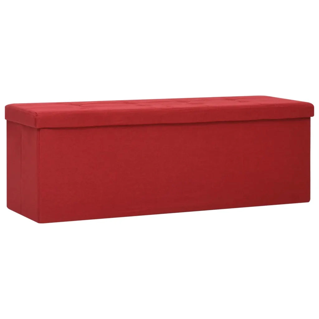 Cassapanca Pieghevole-Baule-Panca con Contenitore Rosso Vino in Simil Lino