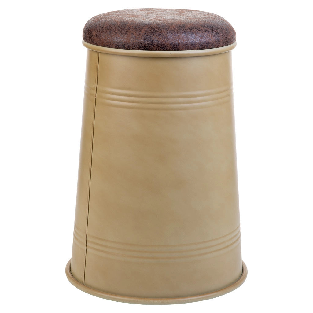 Sgabello metallo imbottito stampato beige