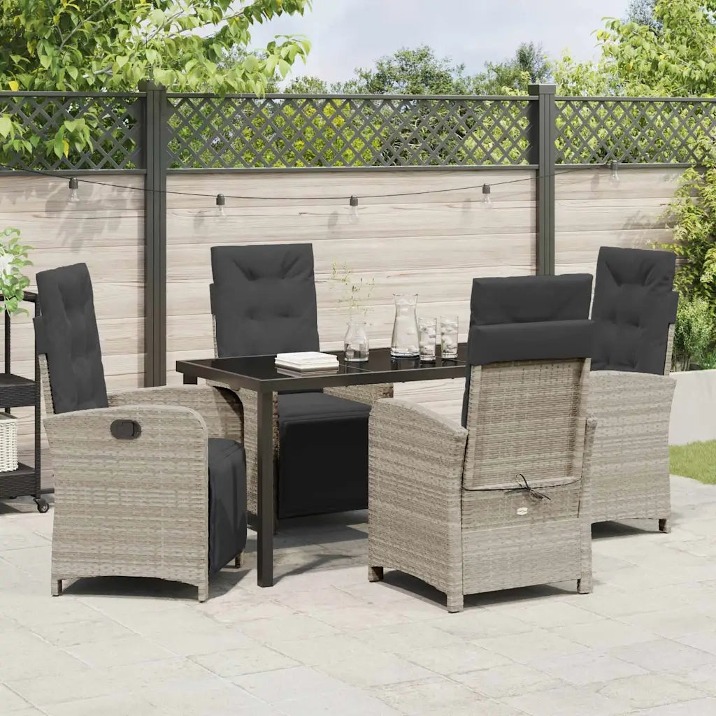 Set da Pranzo per Giardino 5 pcs Grigio chiaro polyrattan